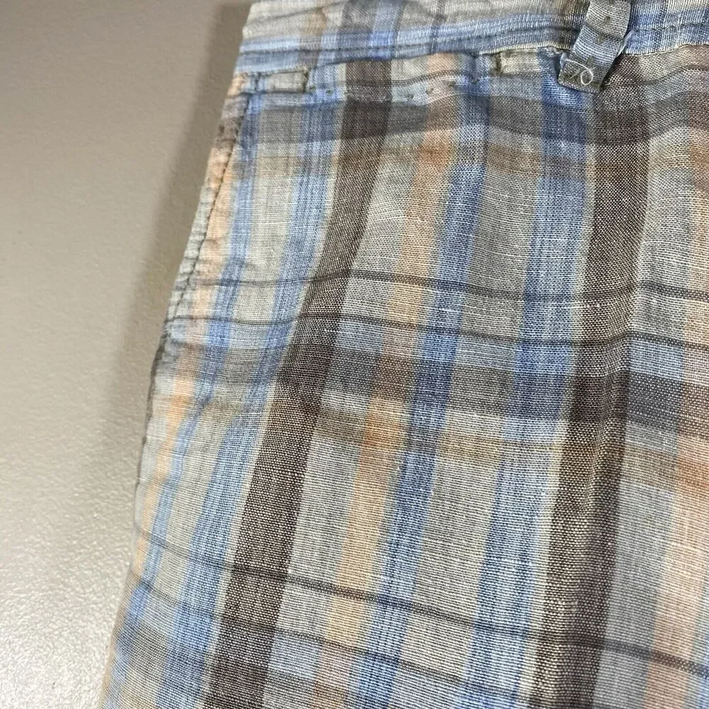 Tommy Bahama Mens Shorts 34 Linen Blend Plaid Summer Preppy Casual Golf Resort